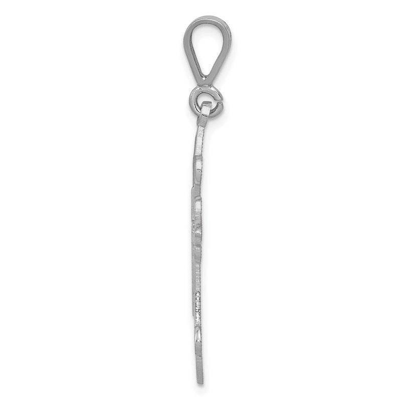 14k White Gold Fleur de Lis Cross Pendant