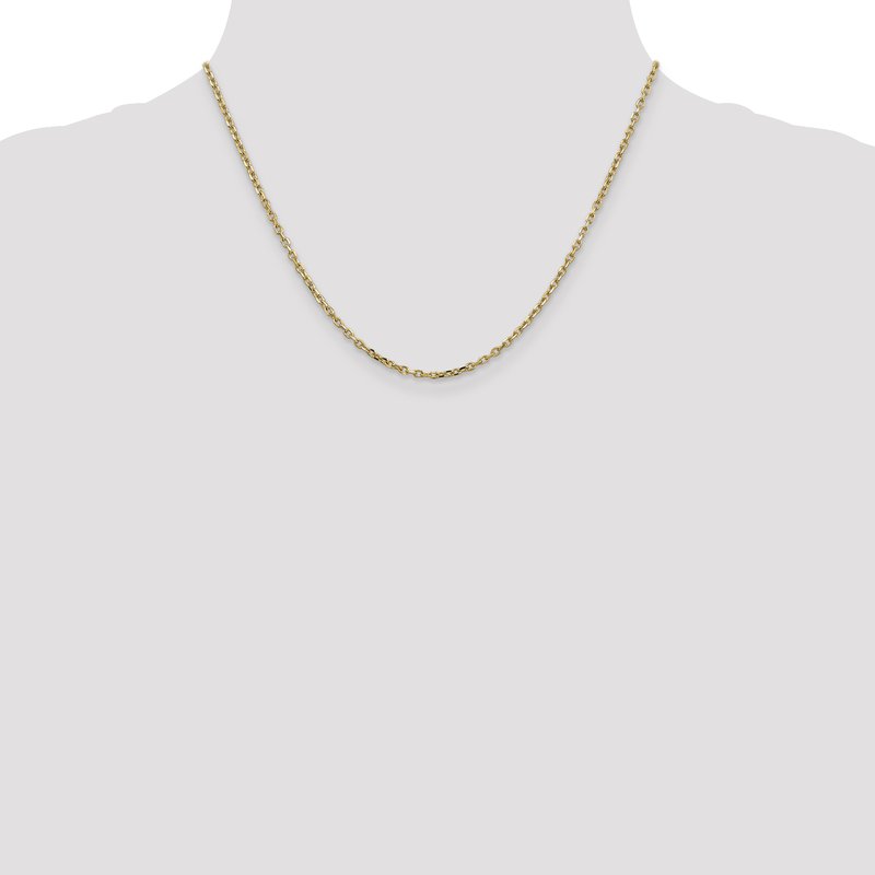 14K 26 inch 2.2mm Diamond-cut Round Open Link Cable with Lobster Clasp Chain