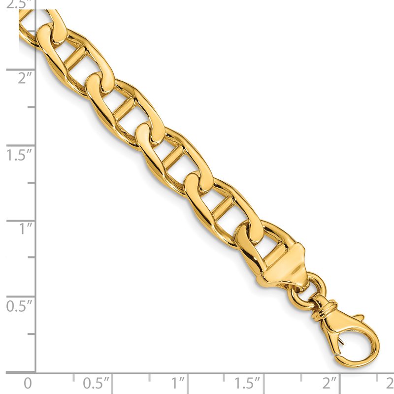14K 20 inch 9mm Hand Polished Fancy Anchor Link with Fancy Lobster Clasp Chain