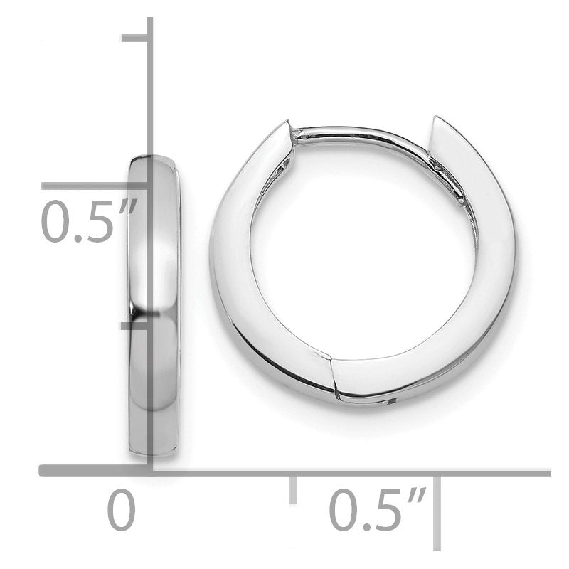 14k White Gold Round Hinged Hoop Earrings