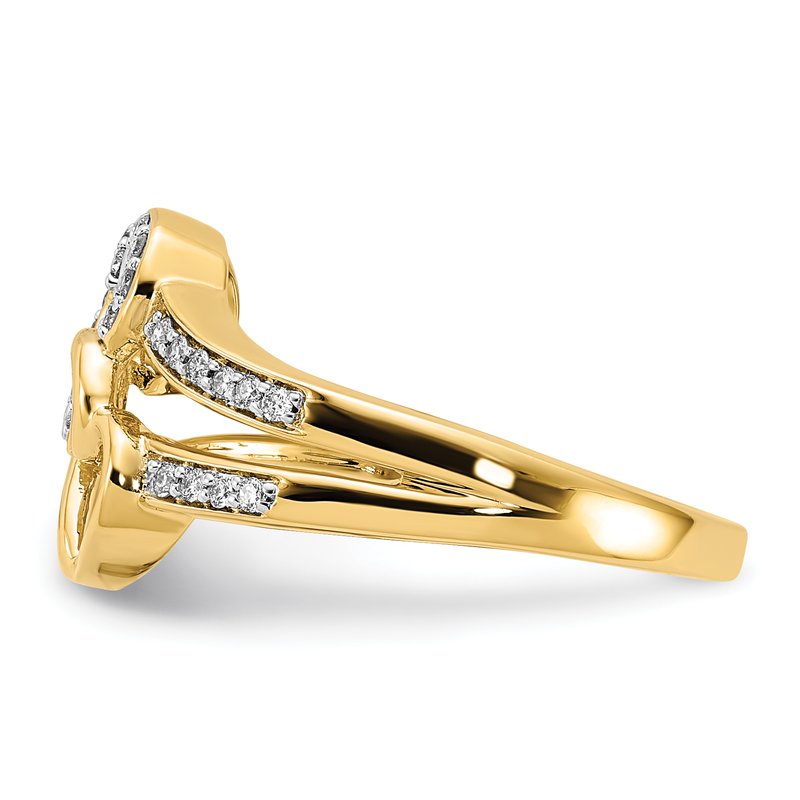 14k White Gold Diamond Hearts Ring