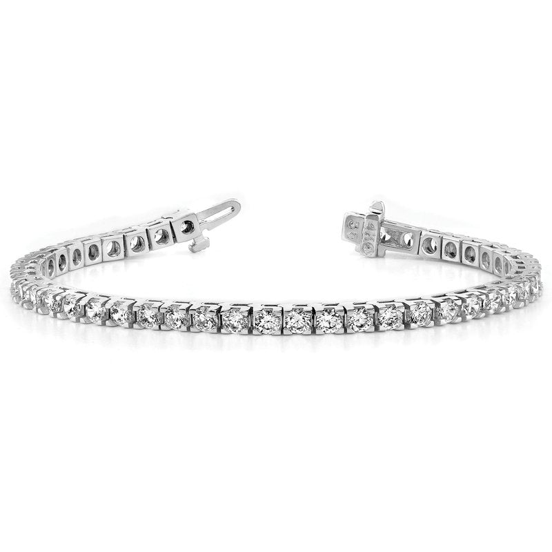 14k White Gold Complete 17 carat Round AAA Diamond 4-prong 7 inch Tennis Bracelet