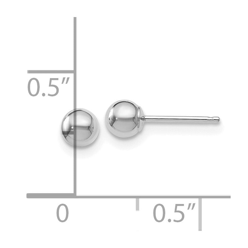 14K White Gold Polished 4mm Ball Post Earrings