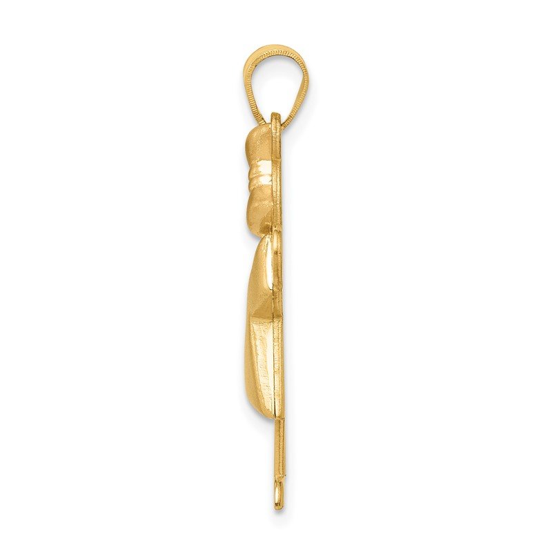 14k Two-tone The Kids Medium Puffed Girl with Bow on Right Engravable Kiss Charm