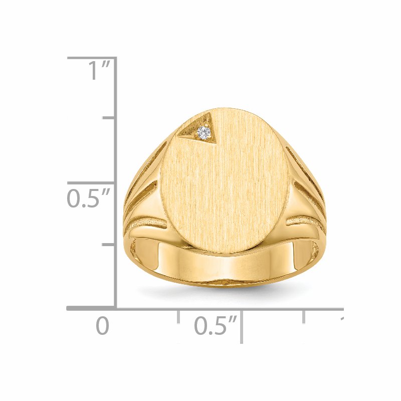 14k 14.0x16.0mm Open Back AA Diamond Mens Signet Ring