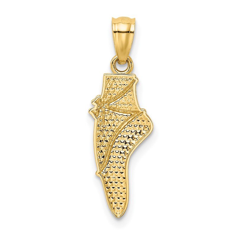 14K and White Rhodium Ballet Shoe Pendant