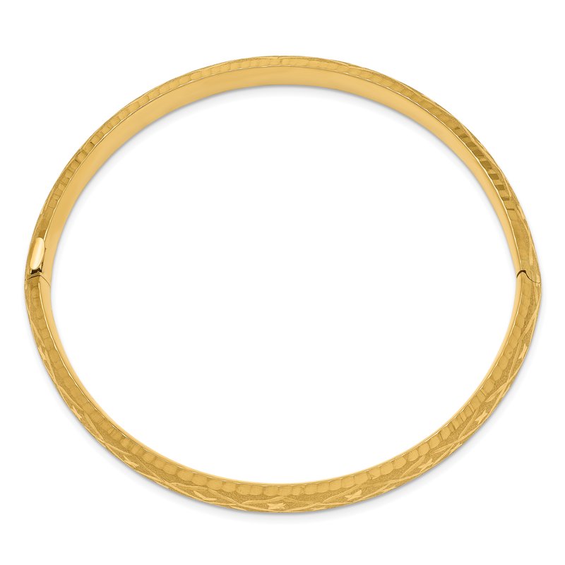 14k 5/16 Diamond-cut Fancy 8.75mm Hinged Oval Bangle Bracelet