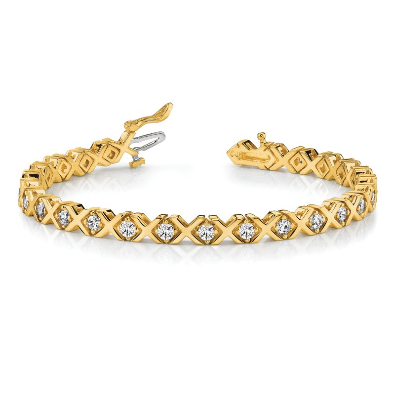 14k Complete 2.4 carat Round AAA Diamond 4-prong X-design 7 inch Tennis Bracelet