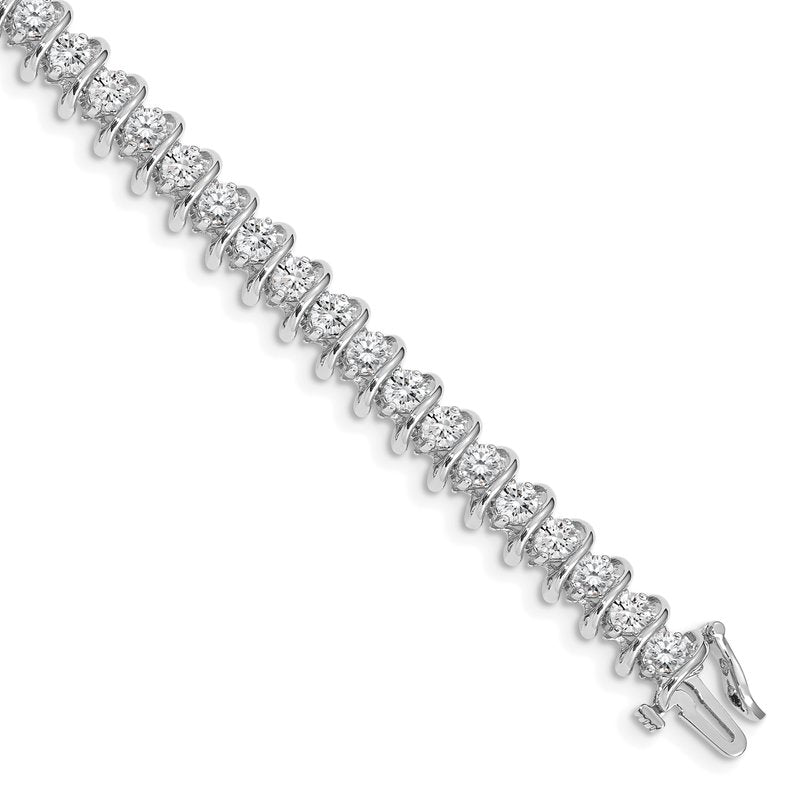 14k White Gold Complete 5 carat Round AA Diamond Fancy Spiral 7 inch Tennis Bracelet