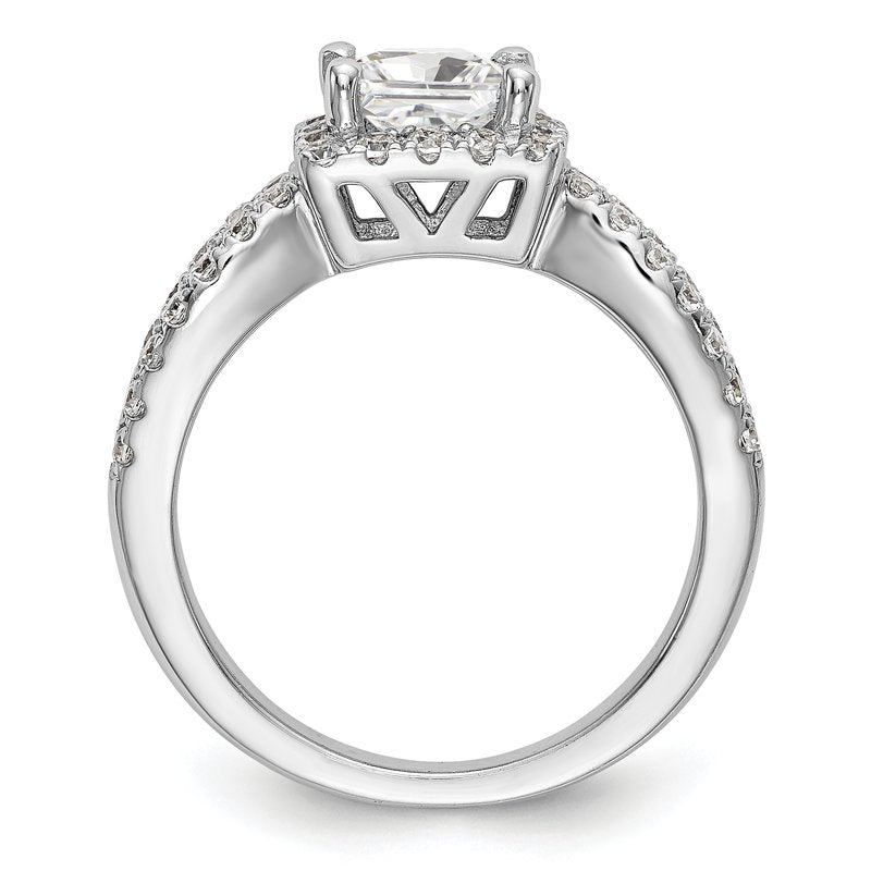 14K White Gold 3/4 carat Lab Grown Diamond VS/SI  D E F  Semi Mount Princess Halo Engagement Ring