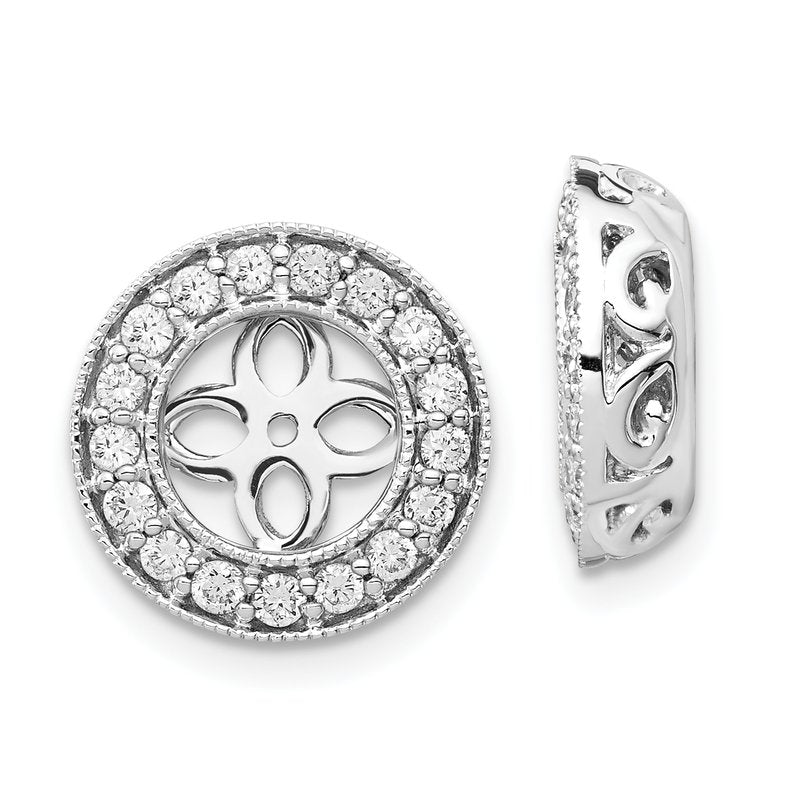 14K White Gold 1/2 carat Lab Grown Diamond VS+ F+ for 6.5-7mm Studs Complete Earring Jackets