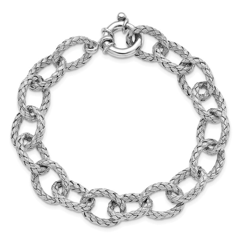 Sterling Silver RH-plated Woven Link Bracelet