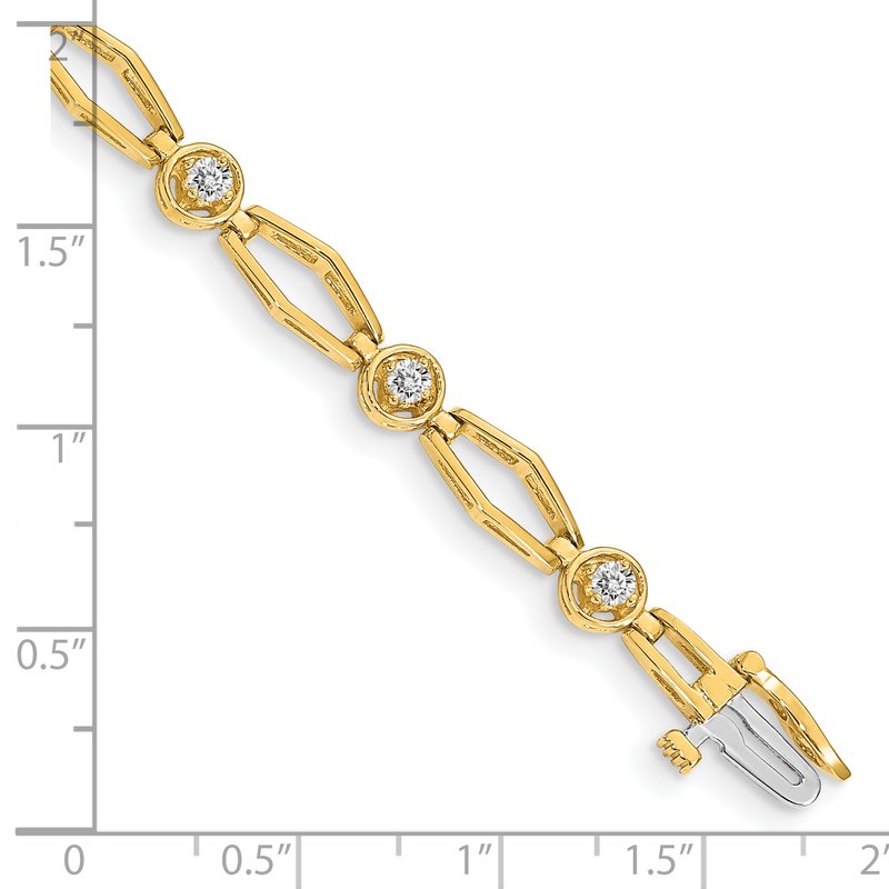 14k Complete 3/4 carat Round A Diamond Fancy Link 7 inch Bracelet