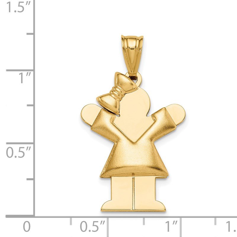 14k The Kids Puffed Girl with Bow on Left Engravable Love Charm