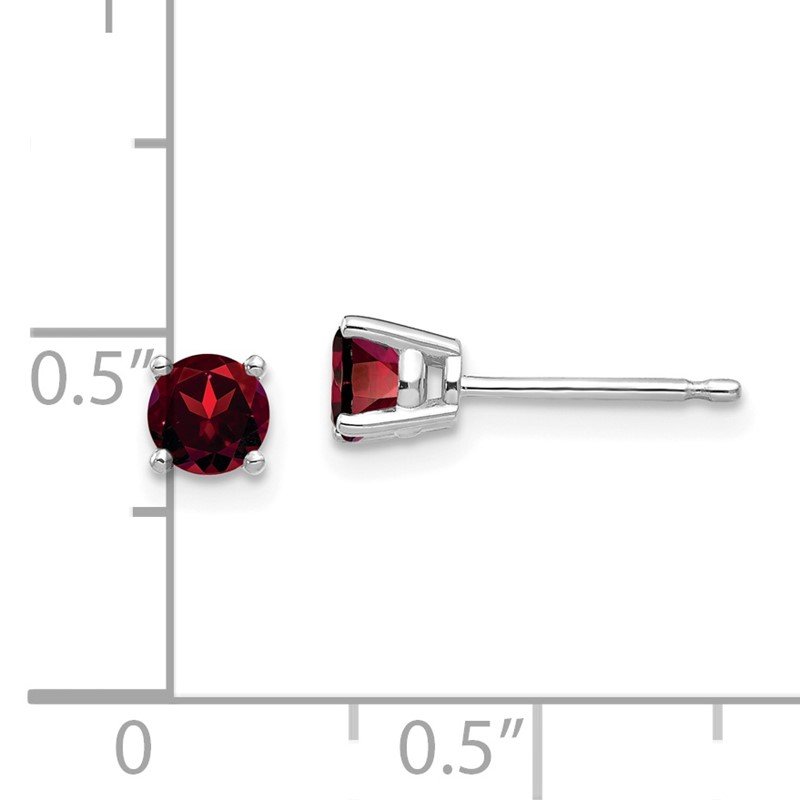 14k White Gold 4mm Round Garnet Post Earrings