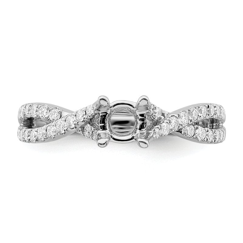 14K White Gold 3/8 carat Lab Grown Diamond VS/SI  D E F  Semi Mount Round By-Pass Engagement Ring