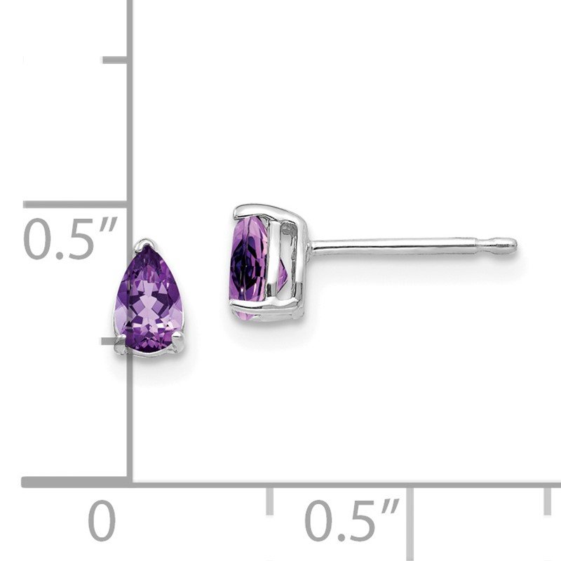14k White Gold 5x3mm Pear Amethyst Post Earrings