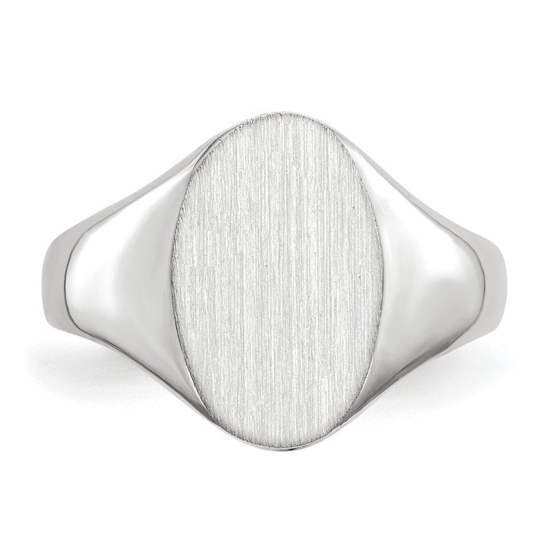 14k White Gold 8.0x11.5mm Open Back Signet Ring