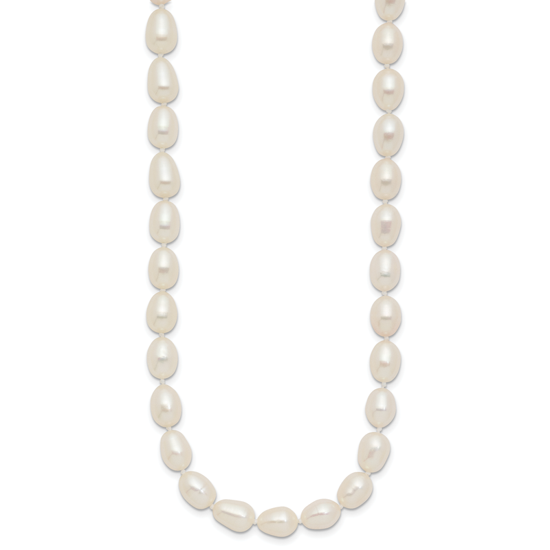 14k 7-8mm White Rice Freshwater Cultured Pearl 18 inch Necklace
