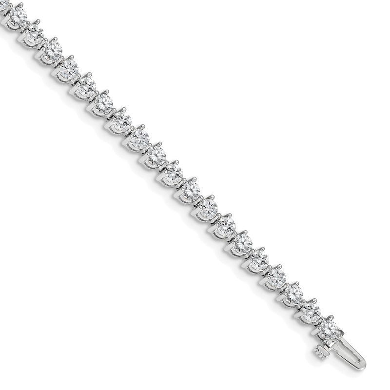 14k White Gold Complete 6.15 carat Round AA Diamond 3-prong 7 inch Tennis Bracelet