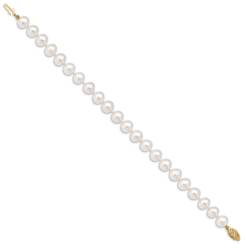 14k 8-9mm White Near-Round Freshwater Cultured Pearl 16 inch Necklace