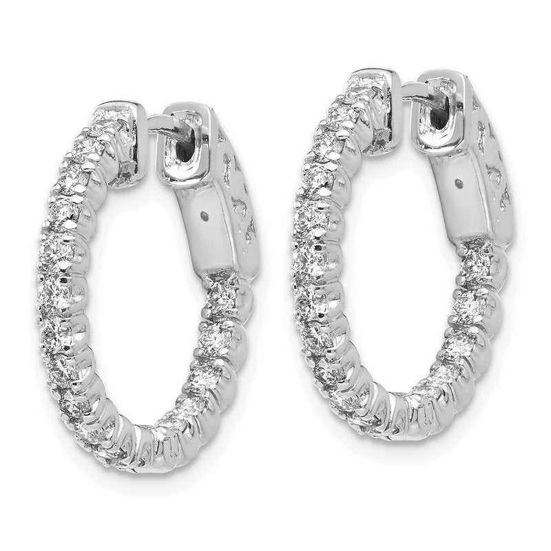 14K White Gold 1 carat Lab Grown Diamond VS+ F+ Complet In and Out Hoop Earrings