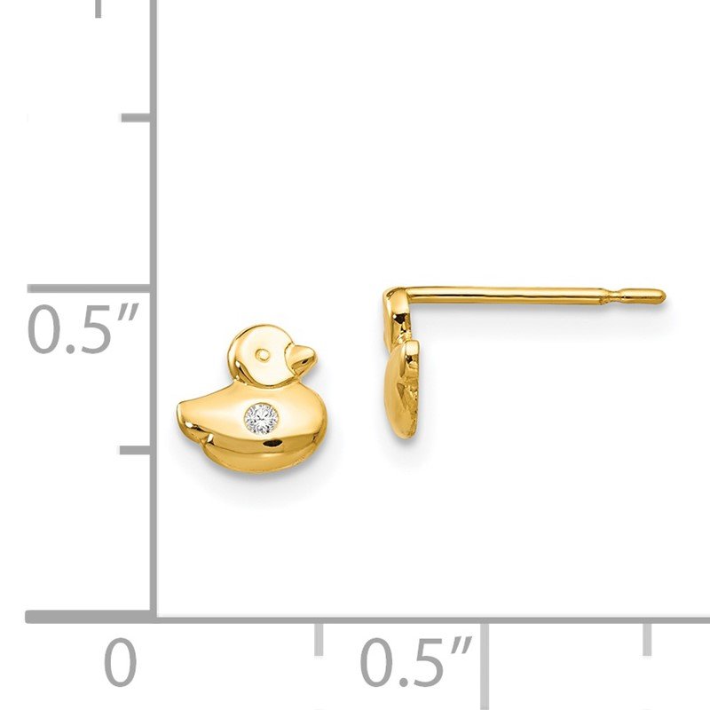 14k Madi K CZ Children's Duck Post Earrings