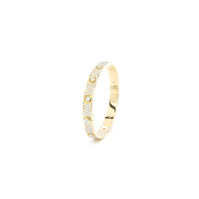 Medium Full Diamond Signature Bangle Bracelet 14K 5.50ctw