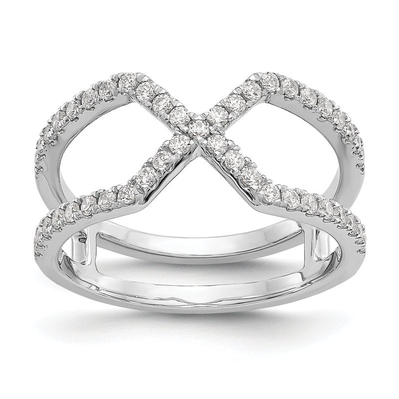 14K White Gold 1/2 carat Lab Grown Diamond VS+ F+ Complete Geometric Ring