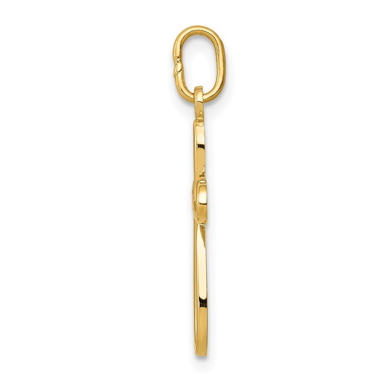 14k Polished Small Ribbon Cross Pendant