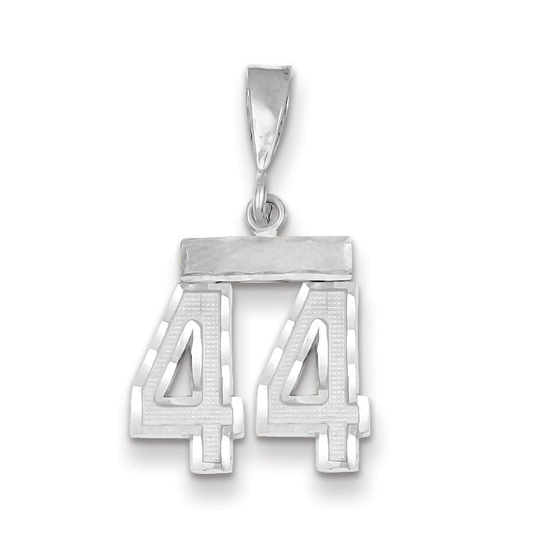 14kw Small Brushed Diamond-cut Number 44 Charm