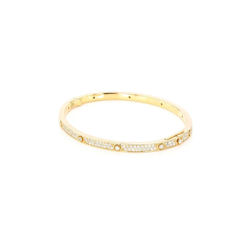 Medium Full Diamond Classic Bangle Bracelet 14K 2.35ctw