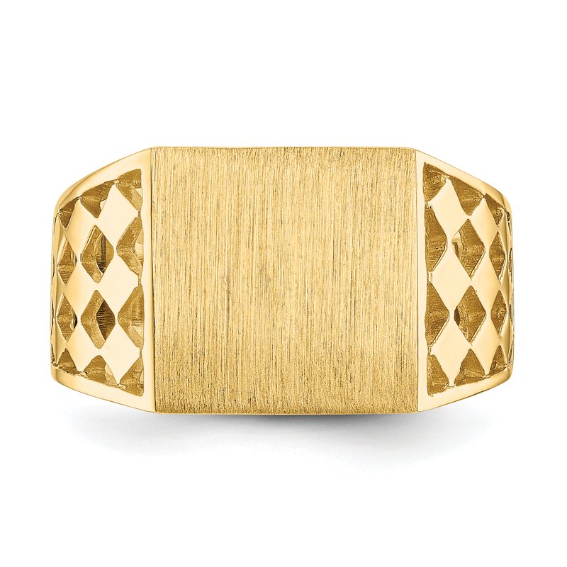 14k 12.5x12.0mm Open Back Mens Signet Ring