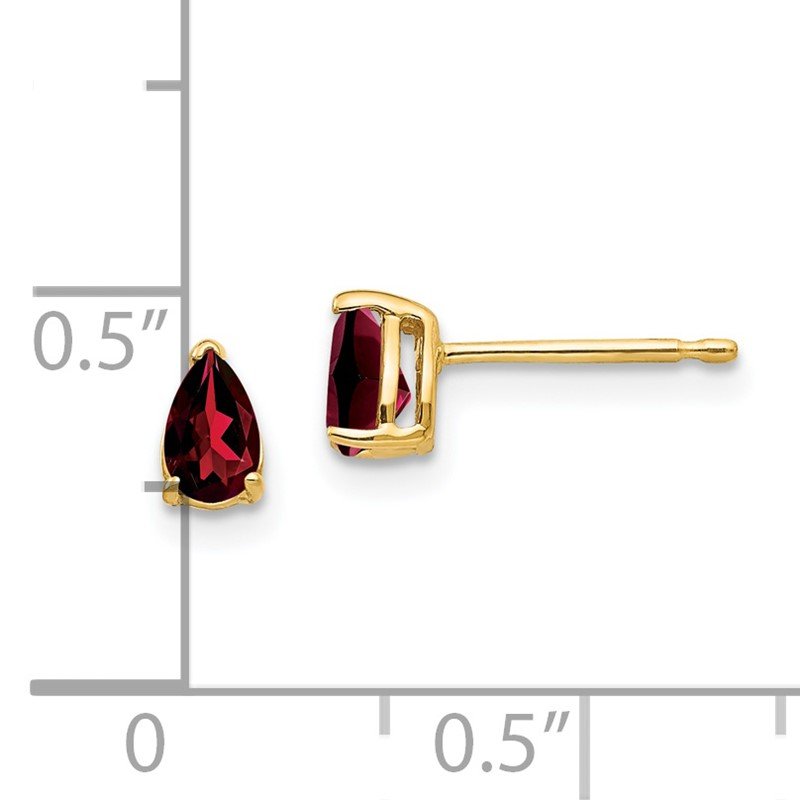 14k 5x3mm Pear Garnet Post Earrings