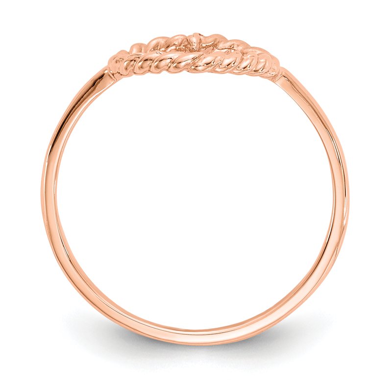 14k Rose Gold Polished &amp; Textured Heart Ring