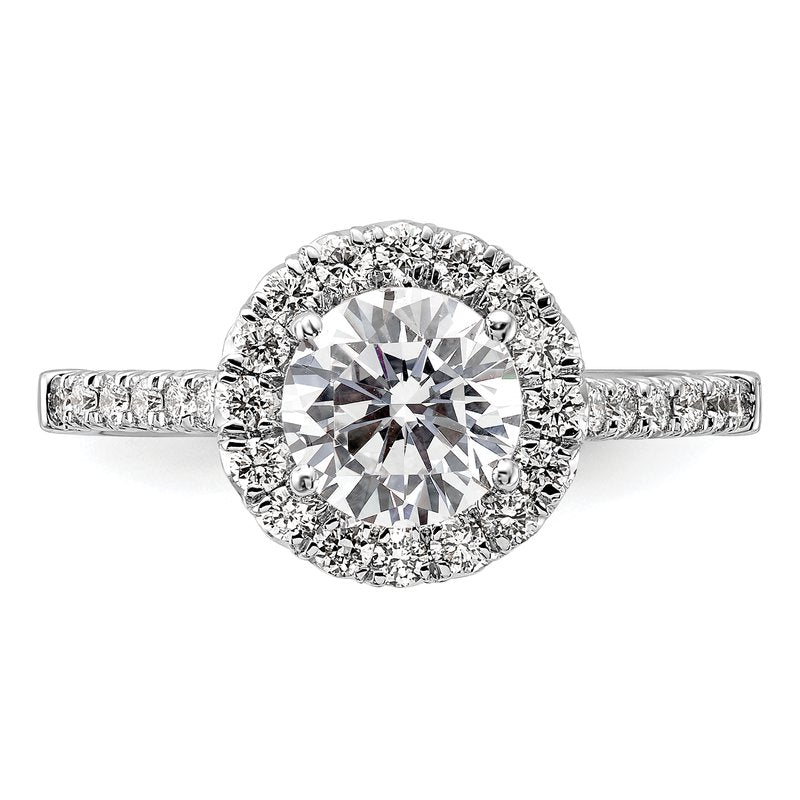 14K White Gold 1/4 carat Lab Grown Diamond VS+ F+ Semi-Mount Round Halo Engagement Ring