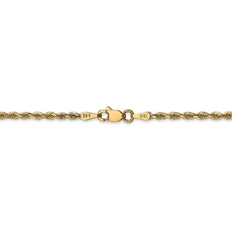 14K 10 Inch 2.25mm Diamond-cut Quadruple Rope Lobster Clasp Anklet