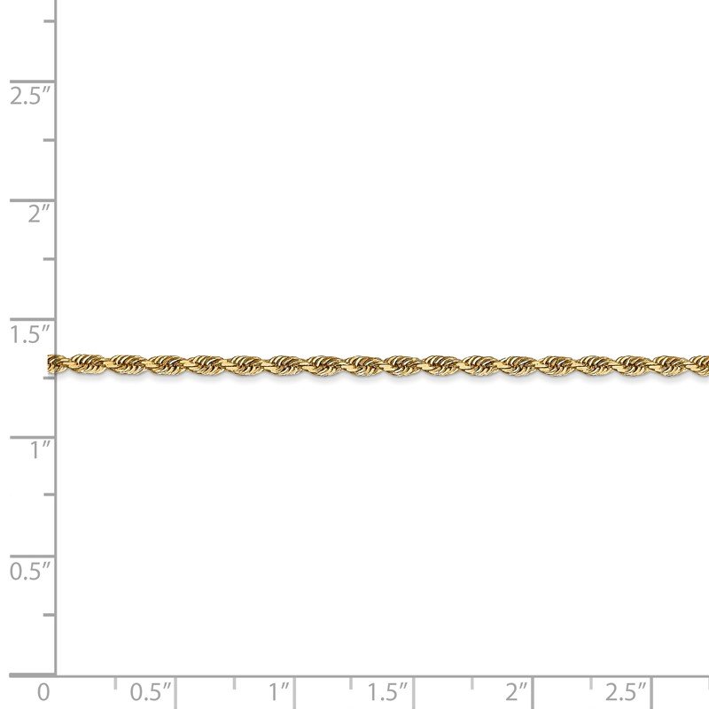 14K 10 Inch 2.25mm Diamond-cut Quadruple Rope Lobster Clasp Anklet