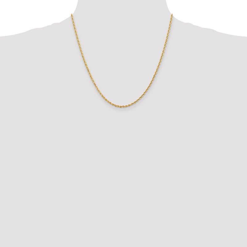 14K 10 Inch 2.25mm Diamond-cut Quadruple Rope Lobster Clasp Anklet