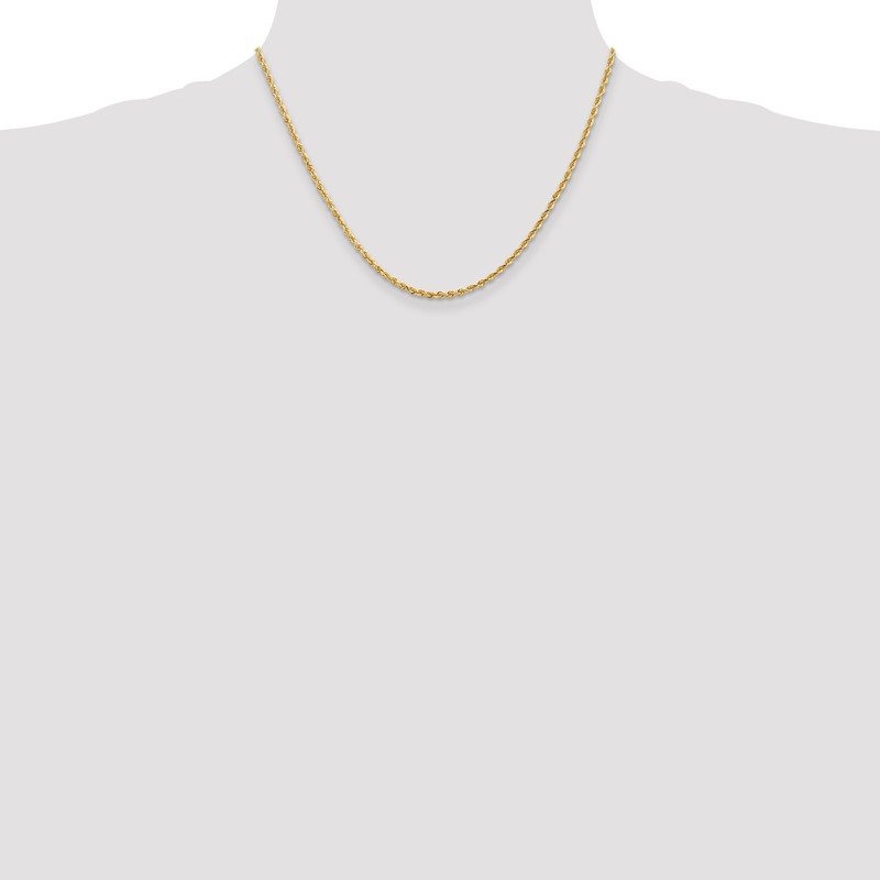 14K 10 Inch 2.25mm Diamond-cut Quadruple Rope Lobster Clasp Anklet