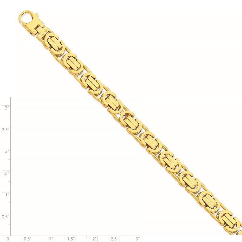 14K 20 inch 10.1mm Hand Polished Byzantine Link with Lobster Clasp Chain