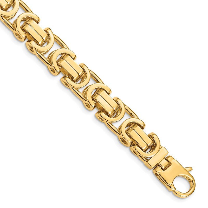 14K 20 inch 10.1mm Hand Polished Byzantine Link with Lobster Clasp Chain