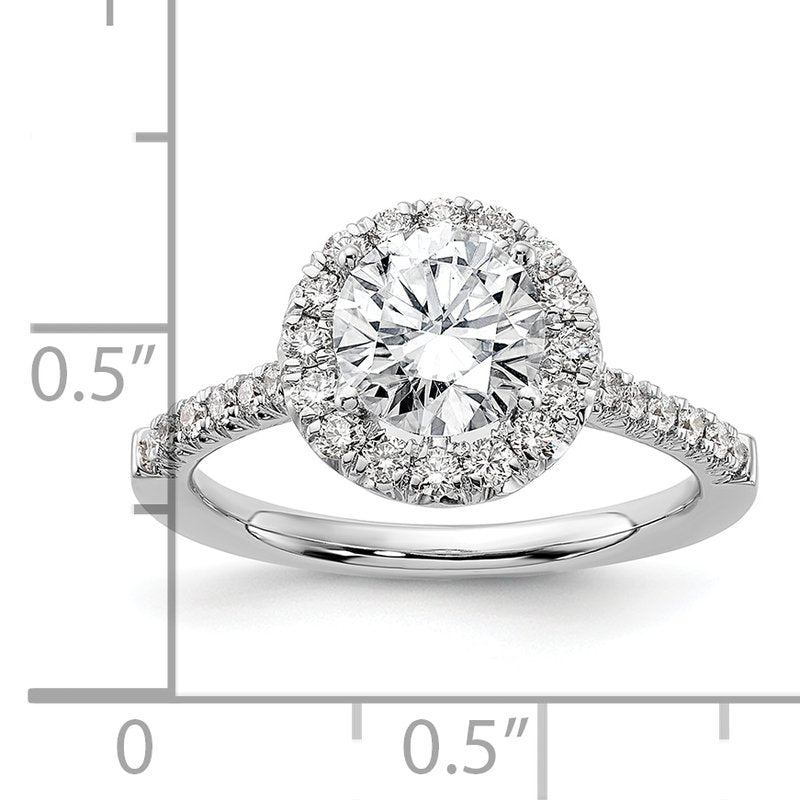 14K White Gold 1/4 carat Lab Grown Diamond VS+ F+ Semi-Mount Round Halo Engagement Ring
