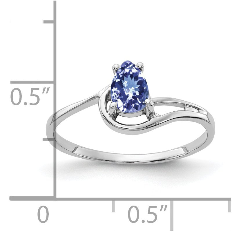 14k White Gold 6x4mm Pear Tanzanite ring