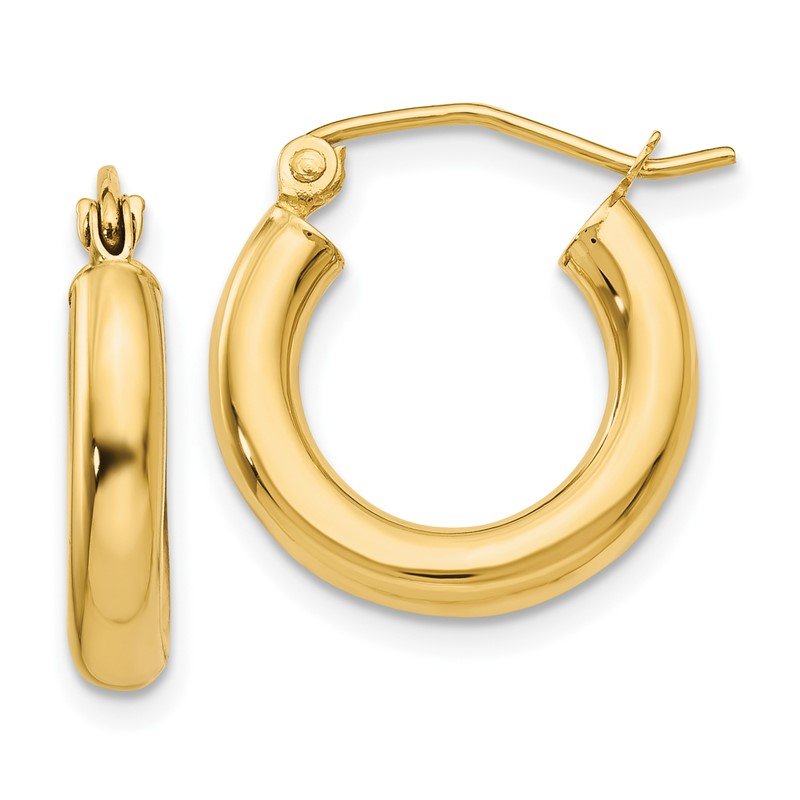 14k 3x16mm Polished Lightweight Tube Hoop Earrings