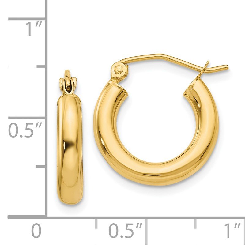 14k 3x16mm Polished Lightweight Tube Hoop Earrings