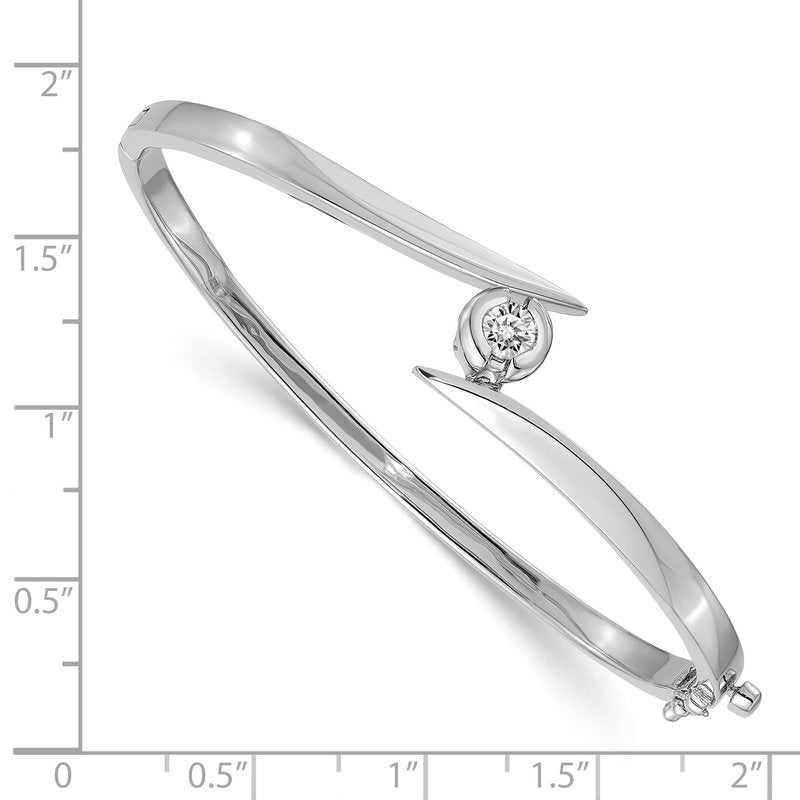 14k White Gold Complete 1/2 carat VS Diamond Hinged Oval Bangle Bracelet