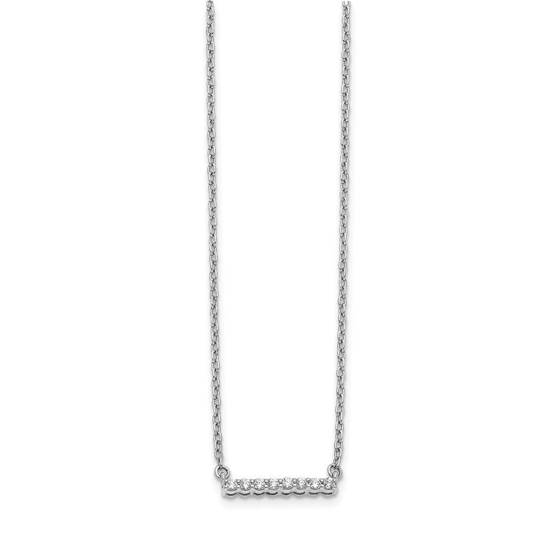 14k White Gold 1/10 carat Diamond Bar 18 inch Necklace