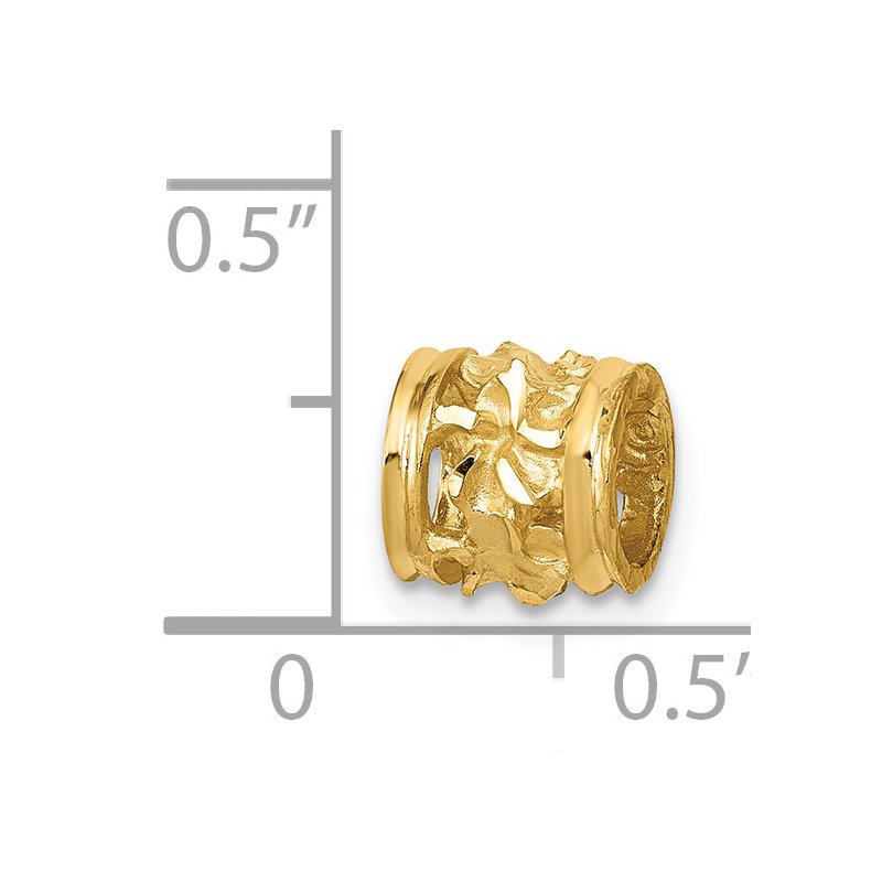 14k Diamond-cut Mini Plumeria Barrel Slide