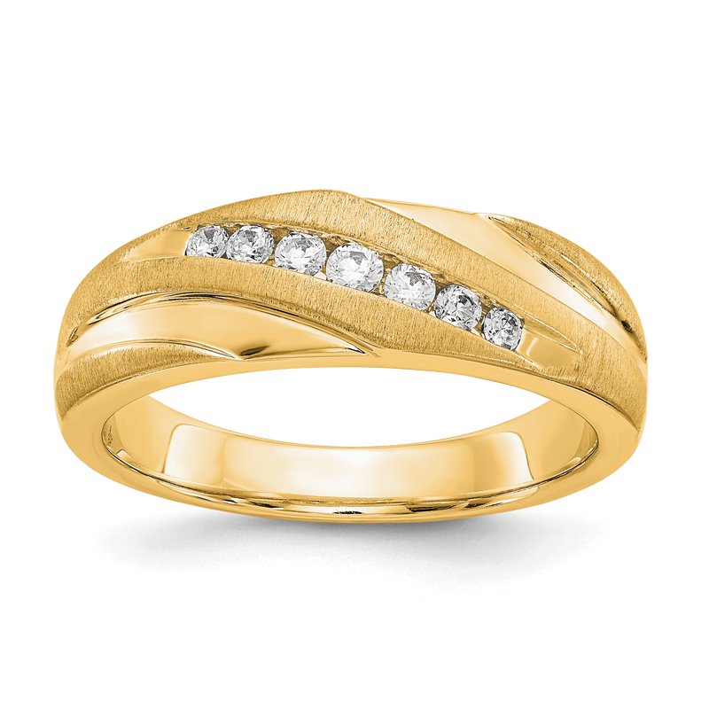 14K White Gold Men's 1/4 carat Lab Grown Diamond VS+ F+ Complete Brushed and Polished Band